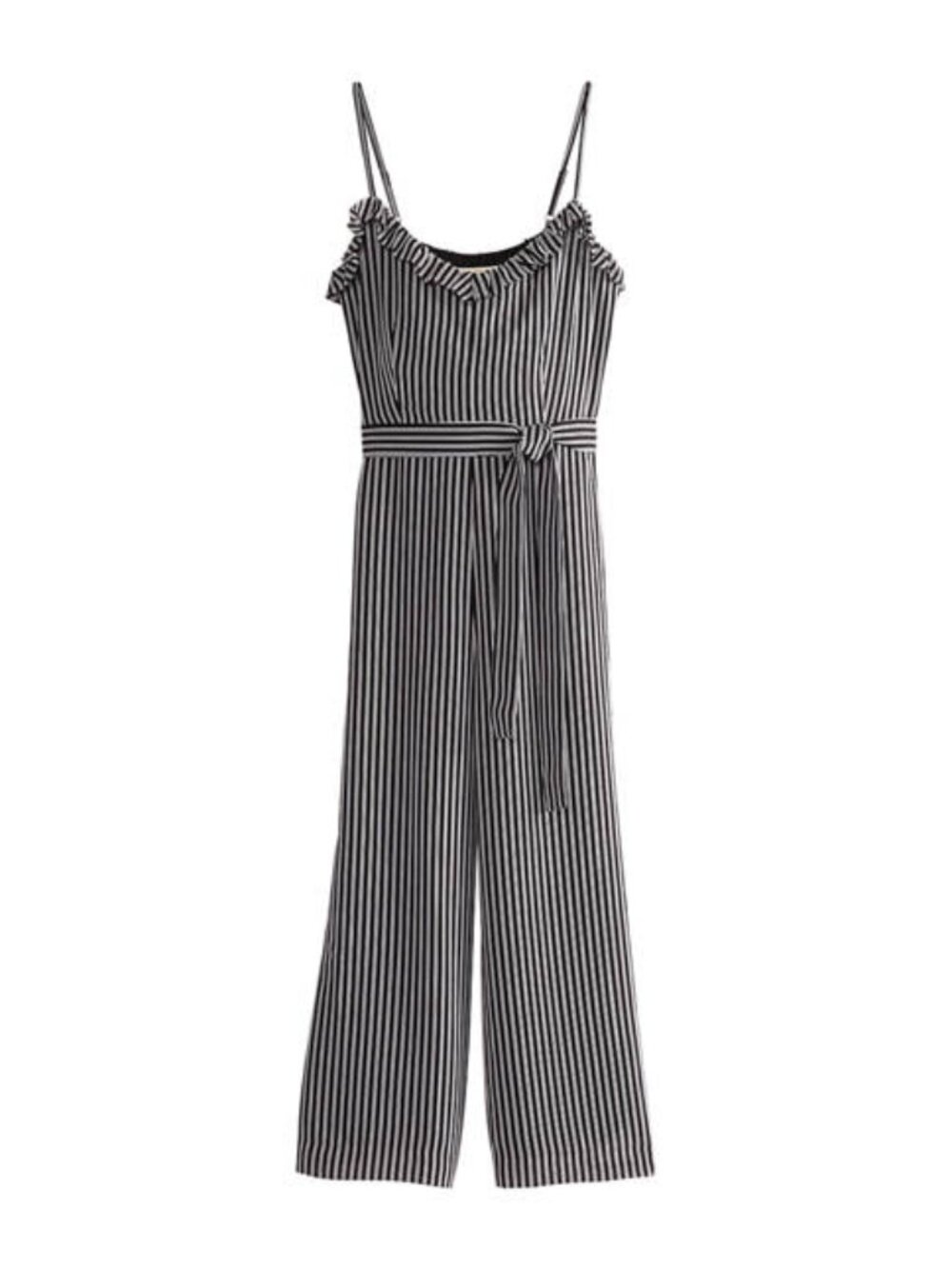 Michael Kors Black/White Stripe Ruffle Jumpsuit/Romper Size XL